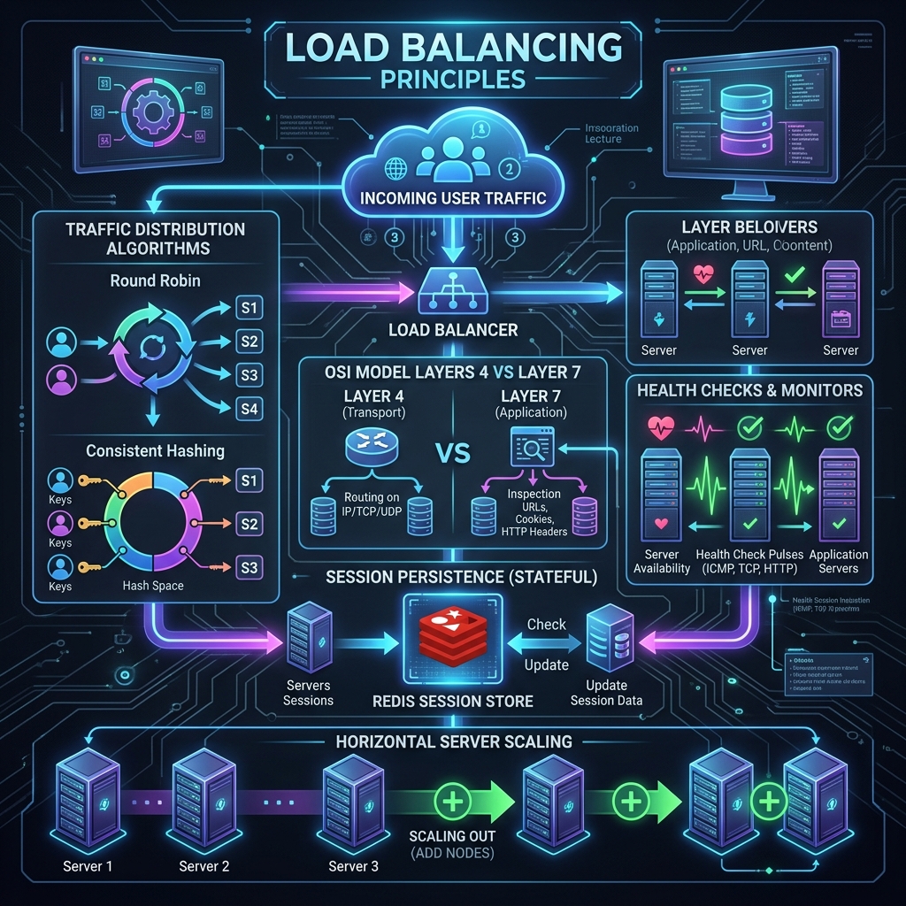 Featured image of post Load Balancing Mastery: L4 vs L7, Algorithms, Session Persistence & Distributed Scaling